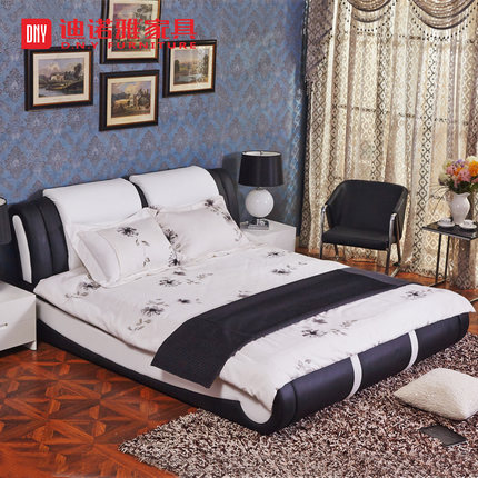 迪诺雅 正品现代时尚软体床真皮床1.8米双人床软床婚床